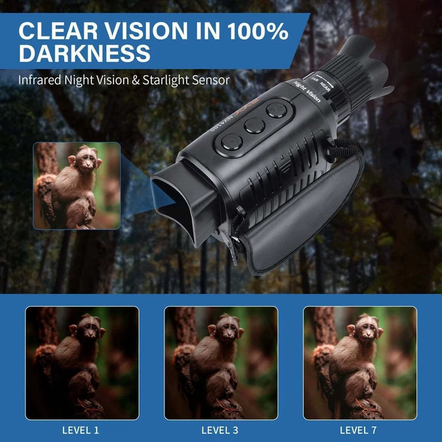 Digital 5X Zoom Night Vision Monocular IR Scope Goggles Hunting Camera Video New