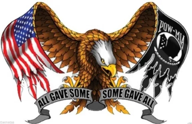 All Gave Some Some Gave All Eagle Flag 5" Helmet Bumper Usa Made Sticker Decal