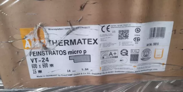 THERMATEX VT24 Mineral Board Pack of 14 Acoustic Ceiling Tiles 600 X 600 X 15mm