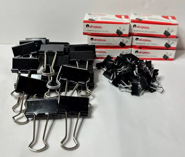 Black Binder Clips, Assorted Sizes – Mini, Small, & Medium, Lot of 139, New/Open