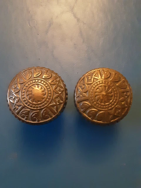 Vintage Ornate Antique Victorian Solid Brass Door Knobs.