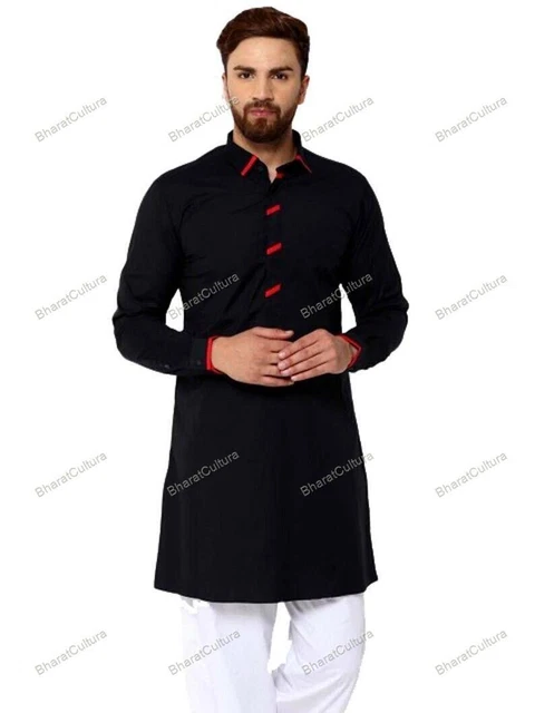Mens Kurta Indian Button Down Shirt Shirt Kurta Solid Tunic Cotton Big Tall