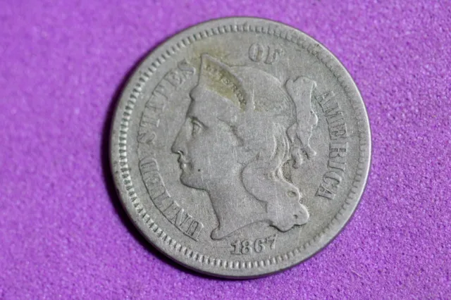 ESTATE FIND 1867 Three Cent Nickel #M14735