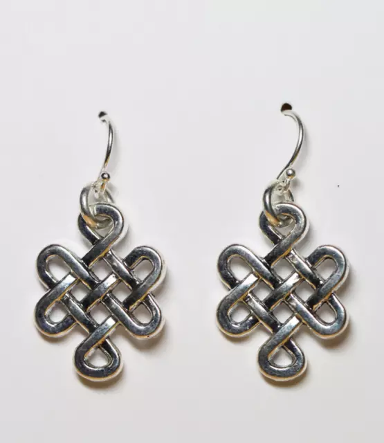 Celtic Knot Charm earrings Celts Irish .925 sterling silver pewter charms 1 1/4" 2