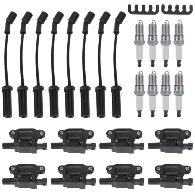 8PCS Place Ignition Coil+Spark Plug+Wires Pour Silverado 1500 Tahoe GMC