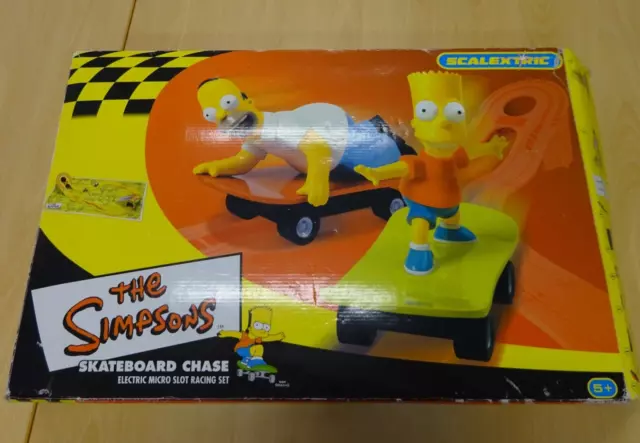 Simpsons Scalextric Skateboard Chase Electric Micro Slot Racing Set #