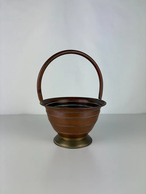 Ancien Panier De Pêche Vintage En Osier - Lanières Cuir - Années 1940