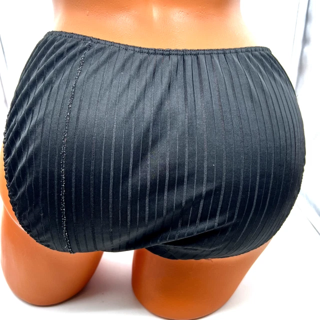 Vintage Warners Bright Stripes sz 7 black High Cut Briefs Sissy Smooth Panties