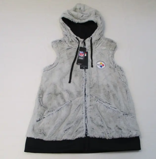 Pittsburgh Steelers NFL Football Jacket Hooded Vest Womens L  Lined Soft NWT