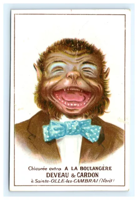 Advertising Trade Card Anthropomorphic Monkey in a Suit and Tie   tc1-12