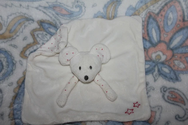 Doudou OBAIBI souris plat blanc étoile rose