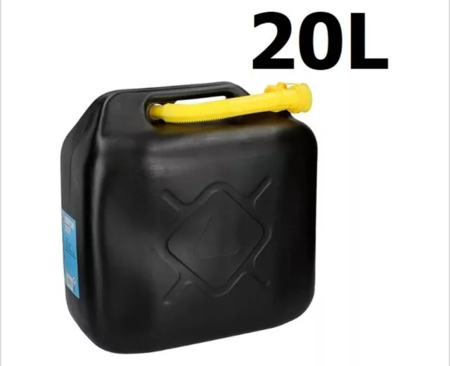 20 L Jerry Can Fuel Petrol Water Diesel Canister With Spout 20L- Black