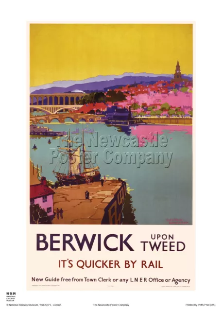 Berwick Upon Tweed Vintage Retro Railway Travel Poster Advertising Art