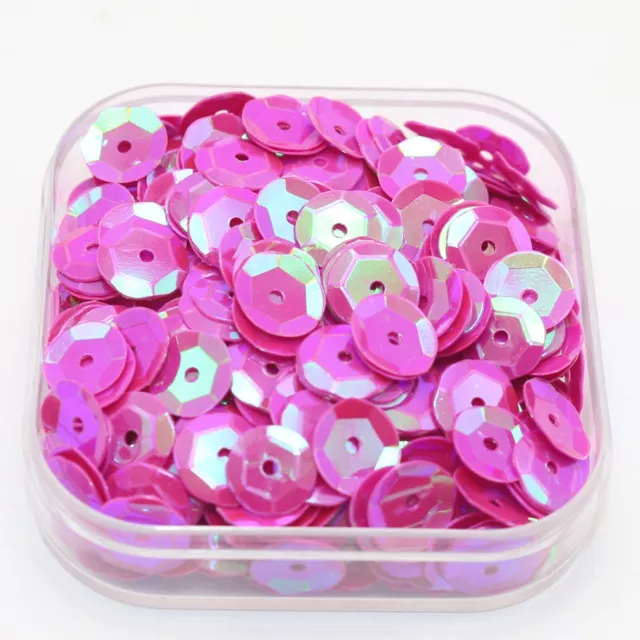 3000 Hot Pink AB 8mm CUP round loose sequins Paillettes sewing Wedding craft