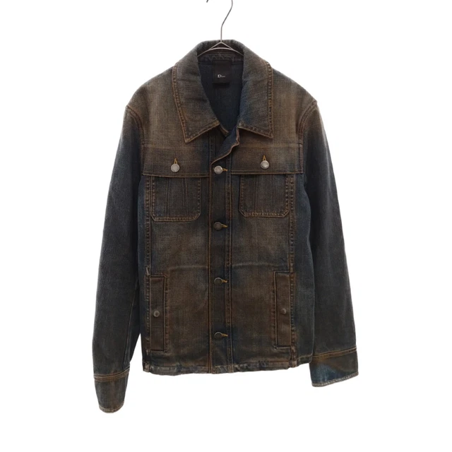 DIOR HOMME SIZE 44 05Ss Red Rust Damage Processing Denim Jacket