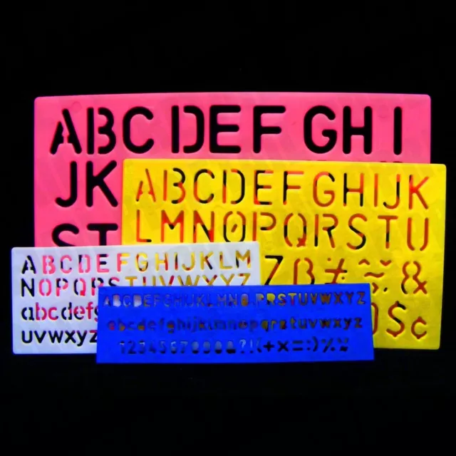 CHILDRENS STENCIL SET 4x Small - Large A-Z 0-9 Kids Full Alphabet Letter Number