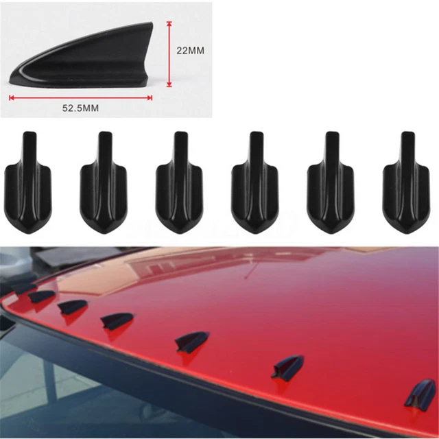 6pcs Universal EVO-Style PP Roof Shark Fins Spoiler Wing Kit Vortex Generator c