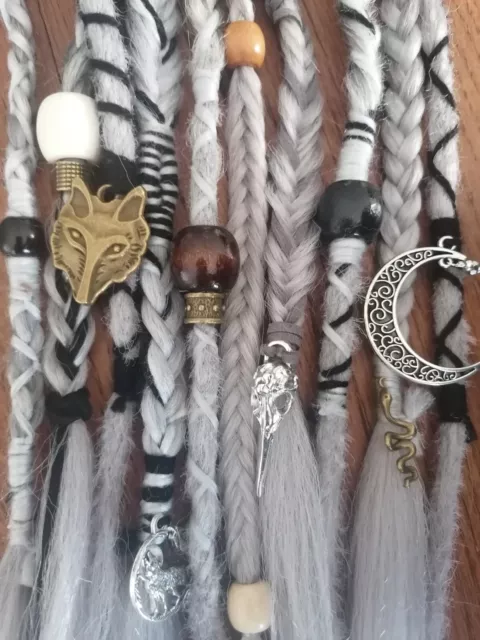Grey Hair Extensions LIGHTH GREYS Handmade Dreadlocks Dreads & Braids Fishtail
