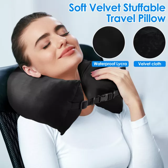 Stuffable Neck Pillow Soft Velvet Stuffable Travel Pillow Neck Size DeUUA
