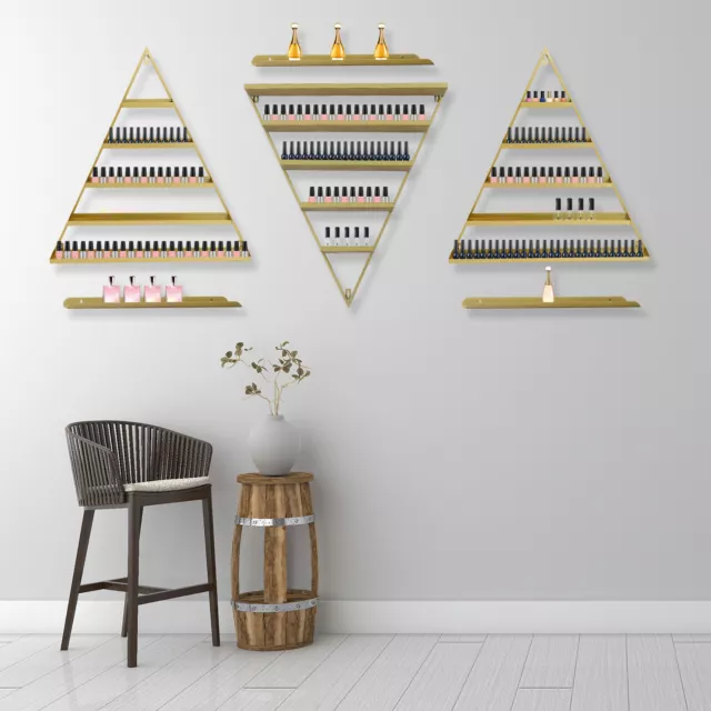 White Wall-mount 5 tiers Nail Polish Display Racks Cosmetics Display Shelves Kit