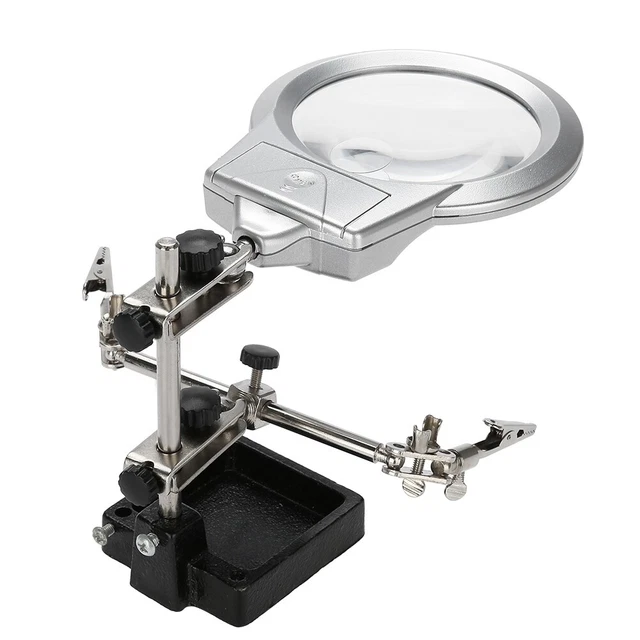 5X LED Light Magnifier Desk Lamp Helping Hand Repair Clamp Dual