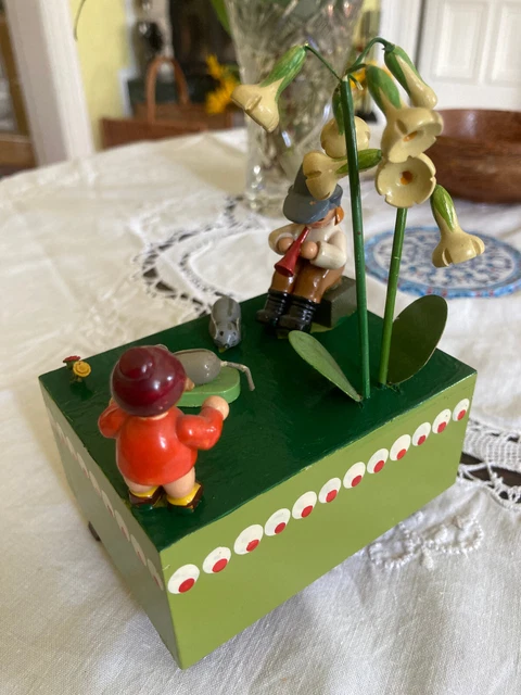 ERZGEBIRGE KWO ALTE Spieluhr mit Maus in Bewegung