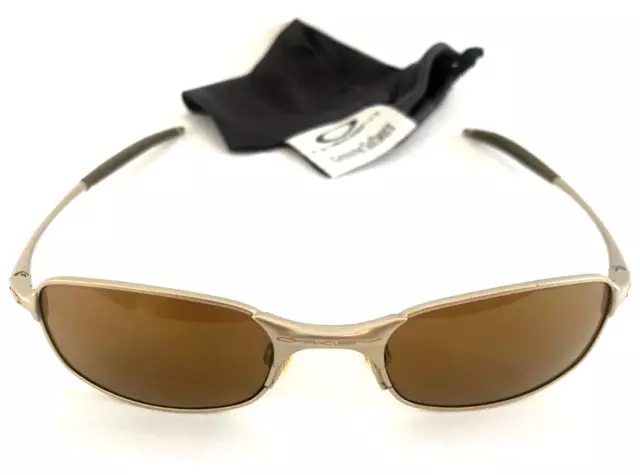 RARE OAKLEY SQUARE WIRE 2.0 SUNGLASSES Platinum Frames w/ Gold Iridium Lenses