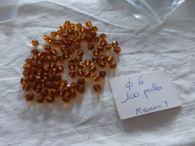 lot de 100 PERLES  en cristal de bohème à facettes marron 3 diam 6 mm