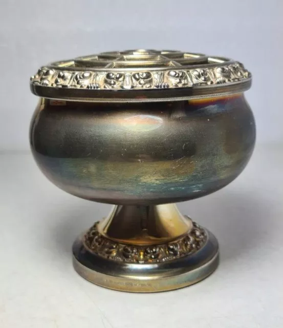 Ianthe Of England Silver Plated Flower / Posy / Rose Bowl 10Cm X10Cm Vintage