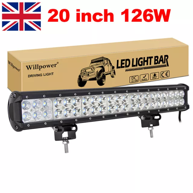 Willpower 20 inch 126w LED Light Bar, 15 License Plate Bracket