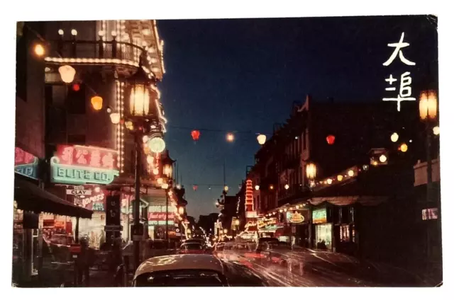 Chinatown at Night San Francisco California CA UNP Colourpicture Postcard 1960s