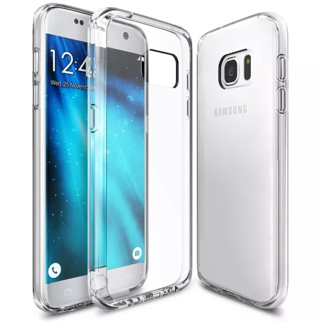 Kristallklare dünne Rückseite TPU Gel Gelee Skin Hülle Cover für Samsung S7 UK KOSTENLOSER VERSAND