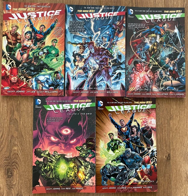 Justice League 1,2,3,4,5 New 52 Bundle paperback TPB Graphic Novel DC Comics