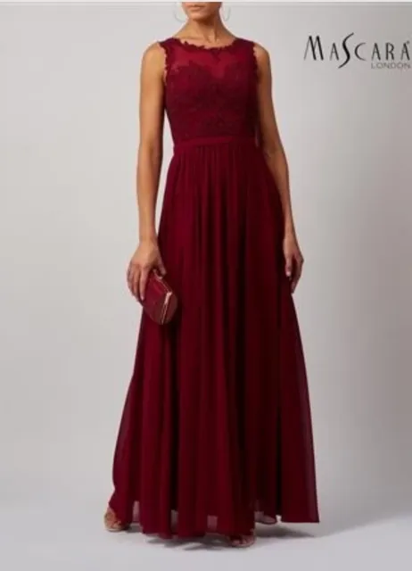 Mascara curve mc5169043 size 22 lace cover wine red evening dress BNWT