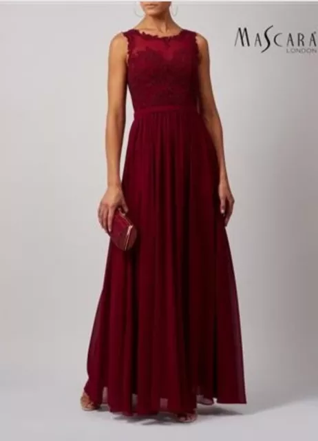 Mascara curve mc5169043 size 24 lace cover wine red evening dress BNWT