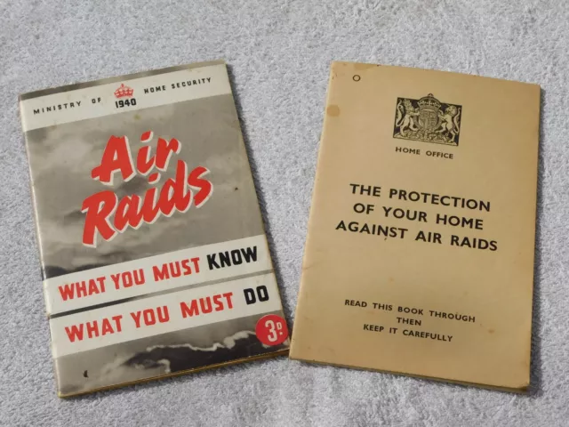 War Time Memorabilia -Vintage Air Raids 1940 leaflets Ministry of Defence