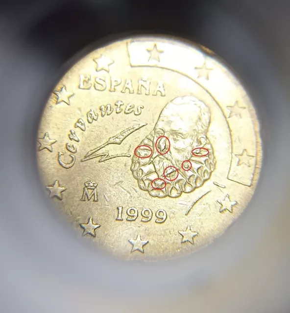 Moneda 20 Cts De Euro España 1999 ( Varios Excesos De  Metal)