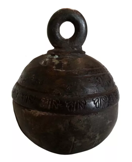 19C Myanmar Burma Antique Bronze Elephant Bell / Karen Tribe Horse Bell
