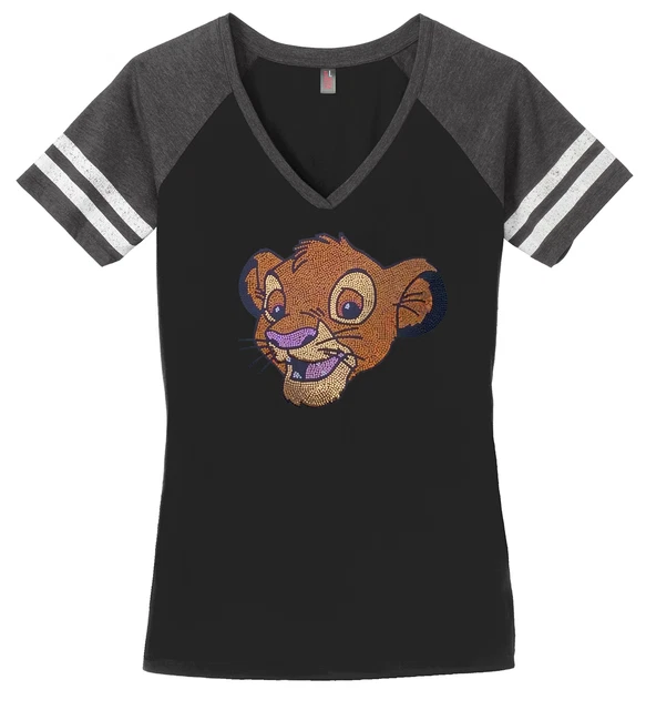 WOMEN'S LION KING Simba Disney TShirt Ladies Tee Shirt S4XL Bling V