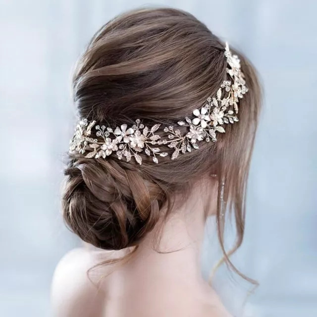 Trendy Crystal Diamond Flower Headband Wedding Bridal Hair Tiara Crown Handmade