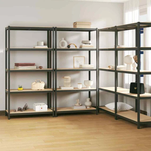 Vidaxl Scaffali 5 Ripiani 4pz Antracite in Acciaio e Legno Multistrato