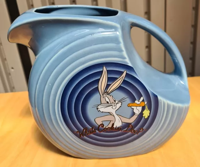 Fiesta Warner Bros Bugs Bunny Blue Jug / Pitcher - Homer Laughlin China Co 1994