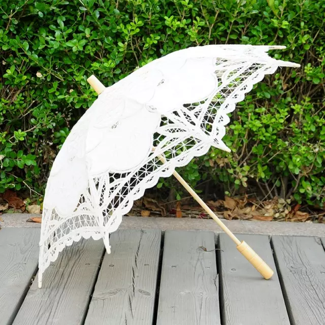 Mariage Dentelle Parapluie Coton Broderie Soleil Ombrelle Prop Photographie Neuf 3