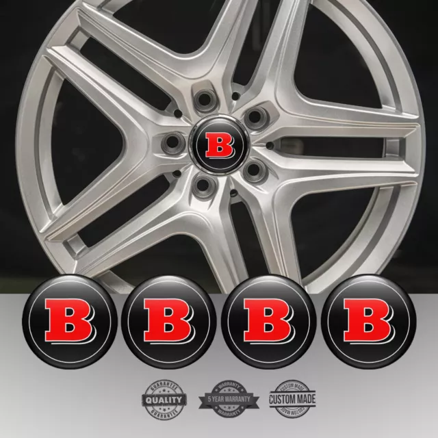 Set of 4 Silicone Center Wheel Cap Stickers Brabus Emblem Logo Decals Rims