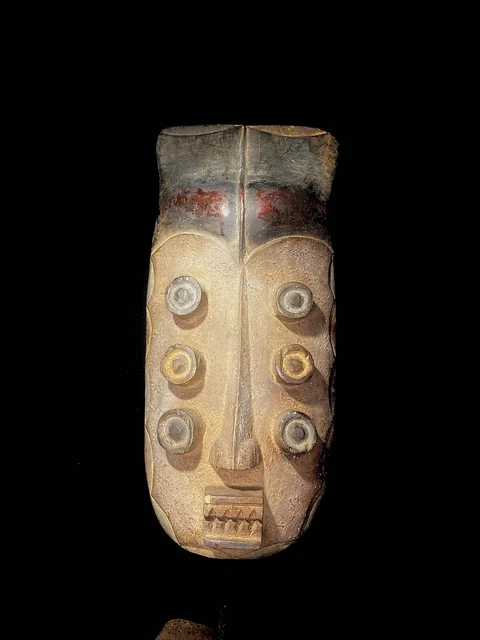 African Tribal Face Mask Wood Hand Carved Vintage Wall Hanging Grebo Kru-5732 13