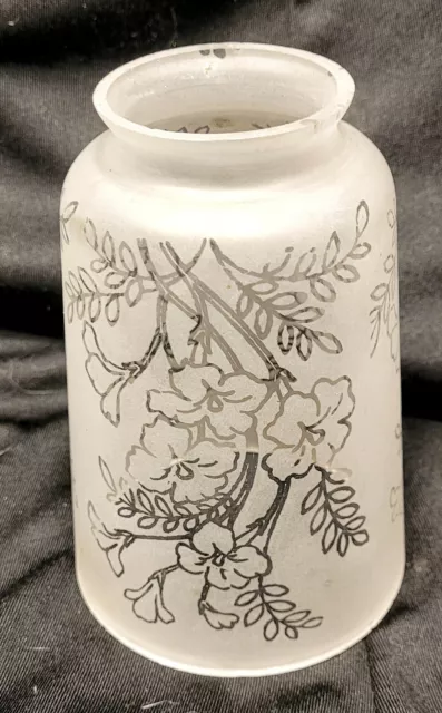 Antique Acid Etched Glass Lamp Shade Victorian Gasolier Art Nouveau Deco Floral
