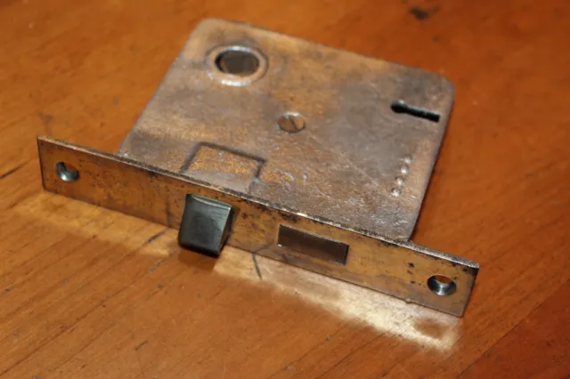 Restored Antique Cast Aluminum Mortise Lock #250 Brass Plated Faceplate R-133