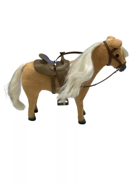 Paradise Kids Palamino Horse  18” Movable Legs Furry  Saddle And Bridal Euc