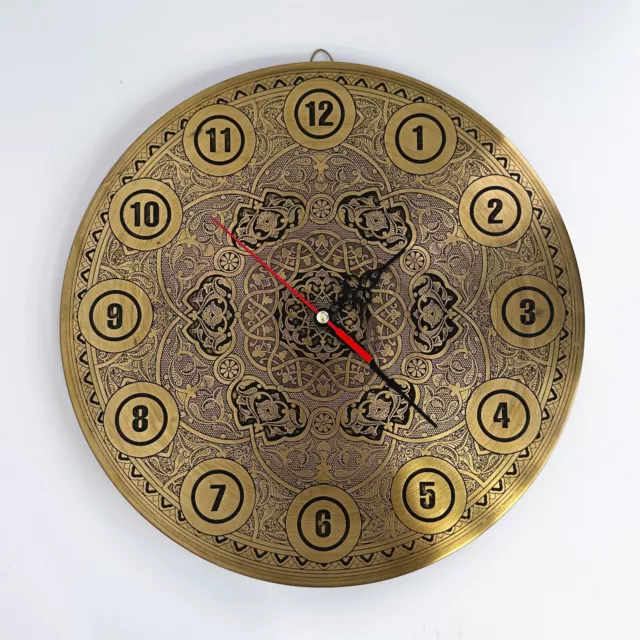 Handmade Brass Round Gold Wall Clock, elegant wall Decor for Living Room/office