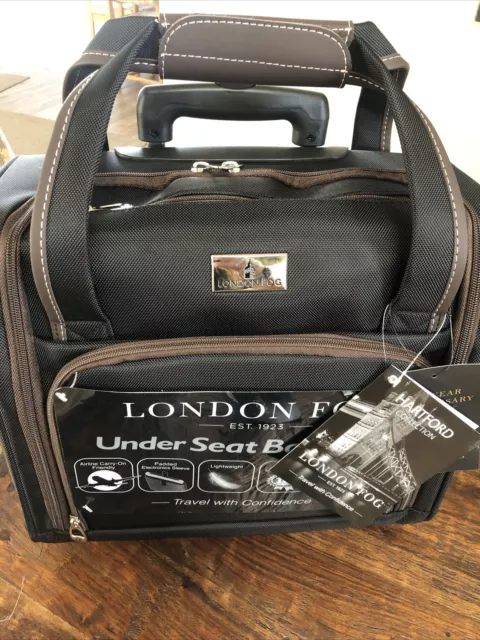 LONDON FOG NEW HARTFORD 15 2 Wheel Under The Seat Bag Black Brown Color 129.99 PicClick